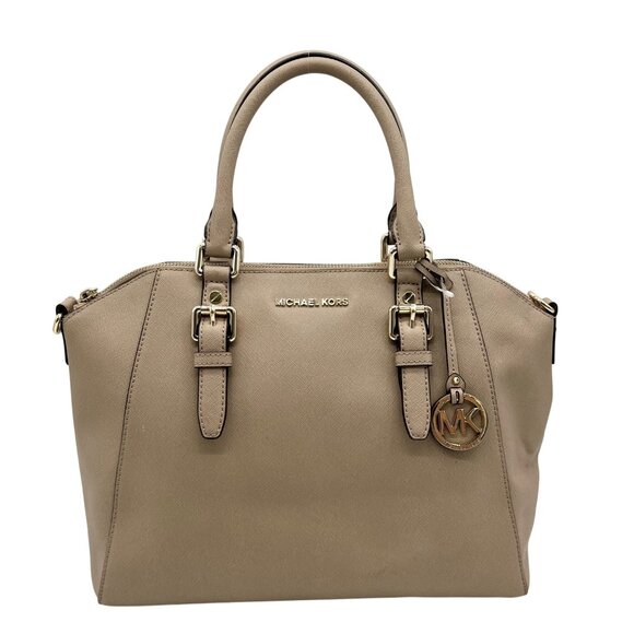 Michael Kors Beige Saffiano Leather Ciara Convertible Satchel - Picture 1 of 10